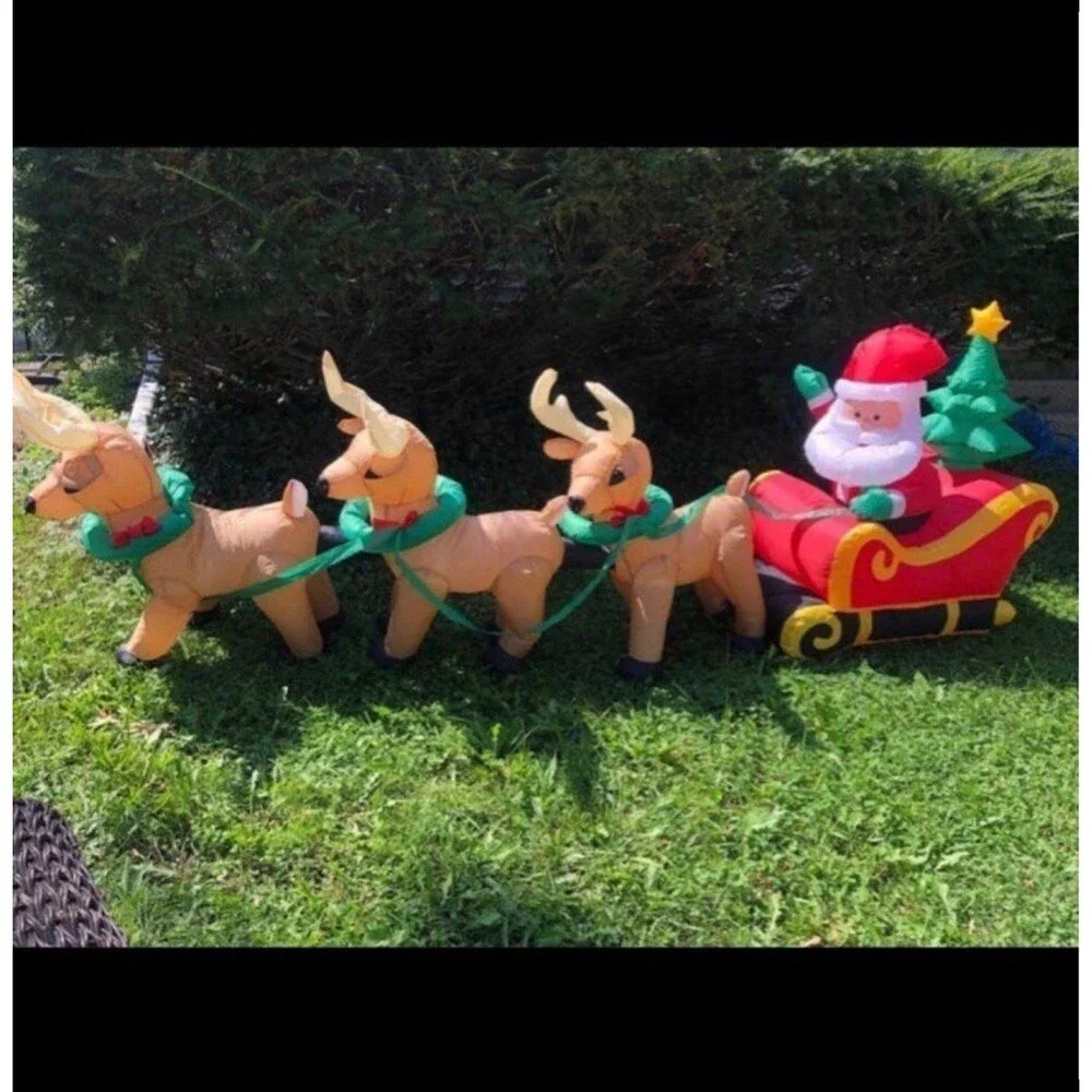 8.5ft Holiday Santa & Reindeer Airblown Inflatable